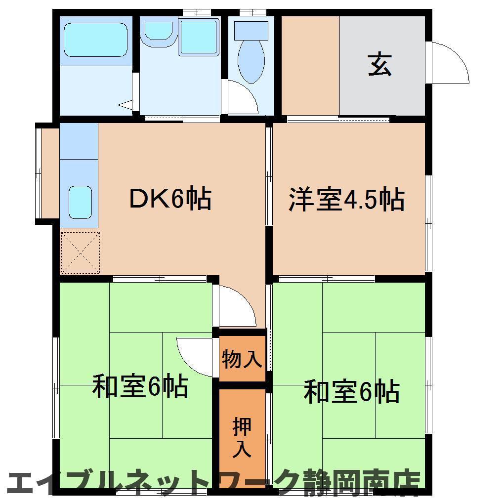 ハイツ 岡村(3DK/1階)の間取り写真