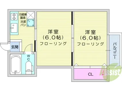 アーバンハイツ中江(2K/2階)の間取り写真