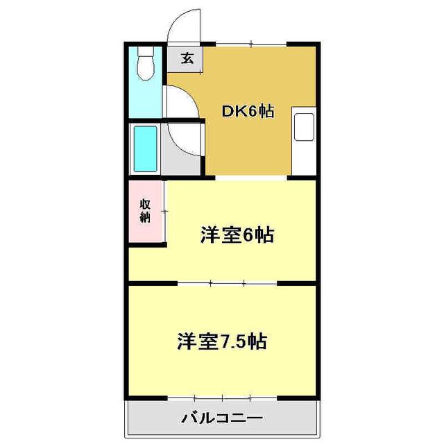 グランドコーポ高須(2DK/4階)の間取り写真