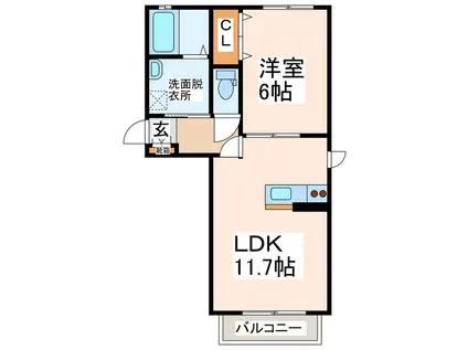 フルール出水(1LDK/1階)の間取り写真