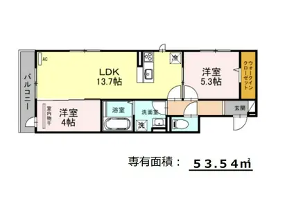 エスポワール古市(2LDK/3階)の間取り写真