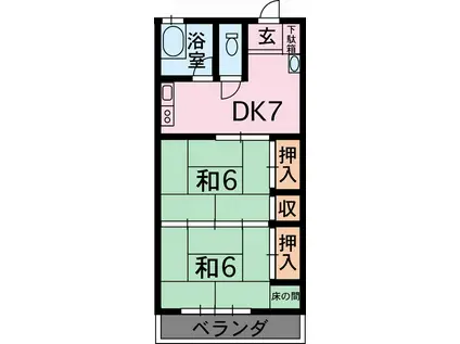 江津ハイツ(2DK/1階)の間取り写真