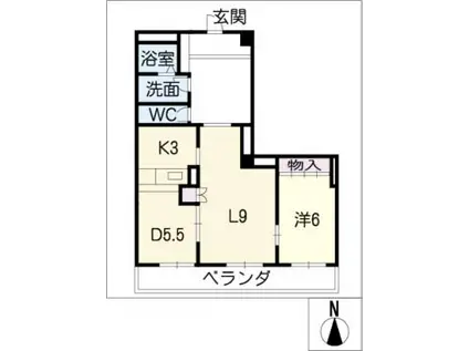 パークハイムフモト(1LDK/2階)の間取り写真