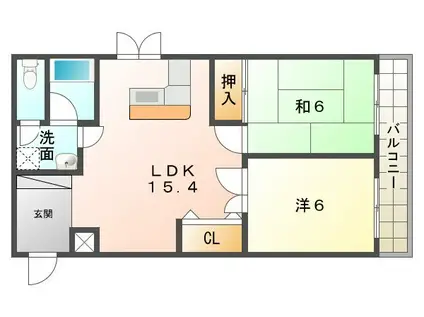 スカイコートI(2LDK/4階)の間取り写真