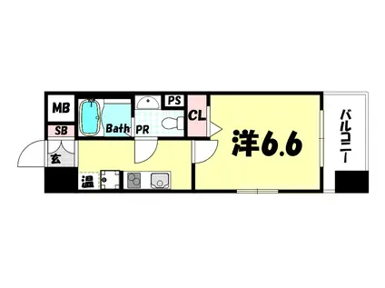 アドバンス三宮IVルシール(1K/2階)の間取り写真