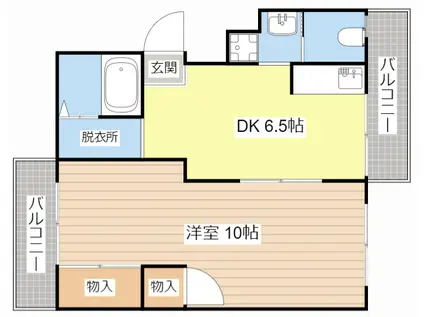 レックスTSUBAKI第3ビル(1DK/1階)の間取り写真