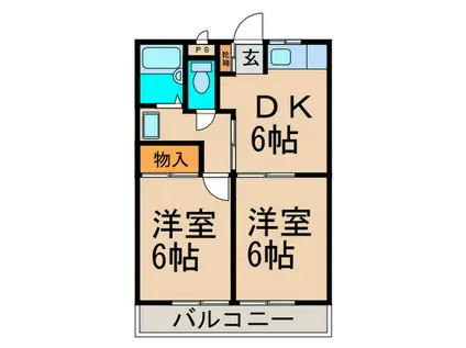 C・S堂乃下(2DK/2階)の間取り写真