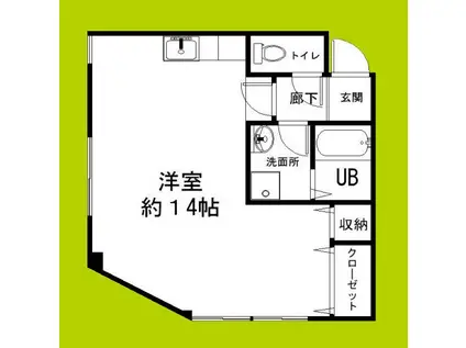 桃栄マンション(ワンルーム/2階)の間取り写真