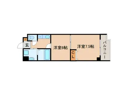 ト-シンクレール塚口(2K/2階)の間取り写真