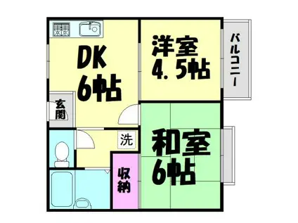 サニーコート泉佐野(2DK/1階)の間取り写真