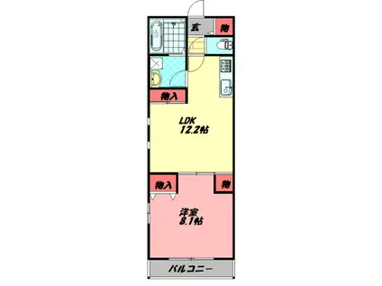 KTIレジデンス大和田C(1LDK/3階)の間取り写真