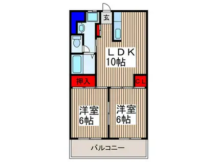 第5昭栄マンション(2LDK/5階)の間取り写真