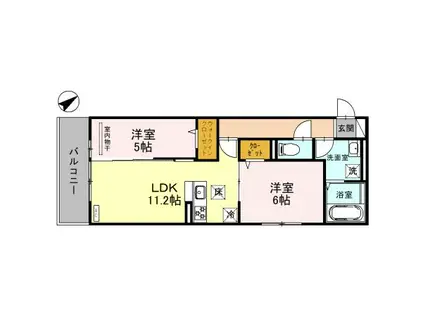 ル・リアン神戸(2LDK/2階)の間取り写真