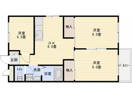 コーポ柏原(3DK/3階)の間取り写真