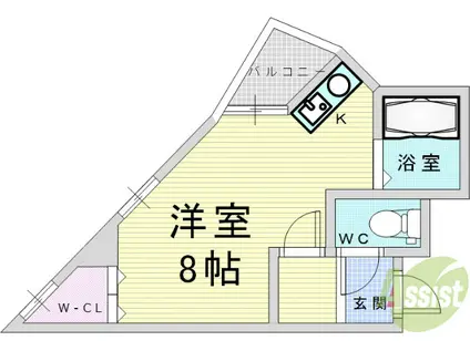 クリオコート梅田イースト(ワンルーム/2階)の間取り写真