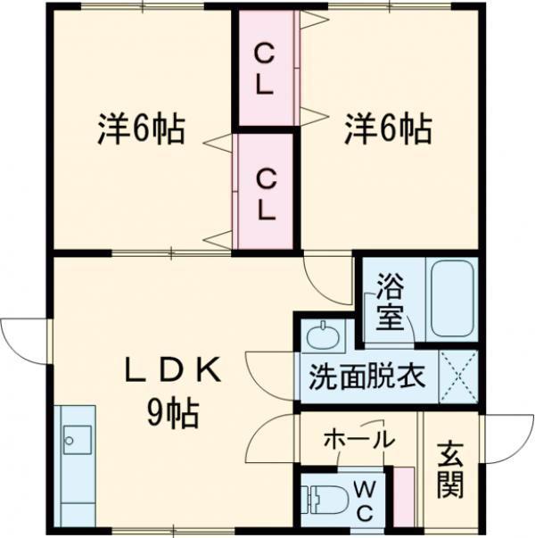 パオス久根別(2LDK/2階)の間取り写真
