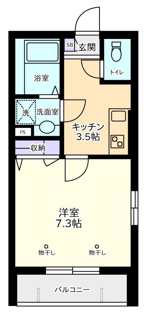 シルクロードB(1K/3階)の間取り写真