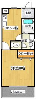 フルール稲葉(1DK/1階)の間取り写真