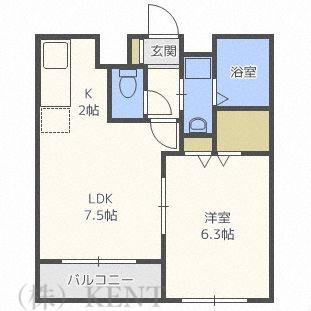 スカイハウス(1LDK/3階)の間取り写真