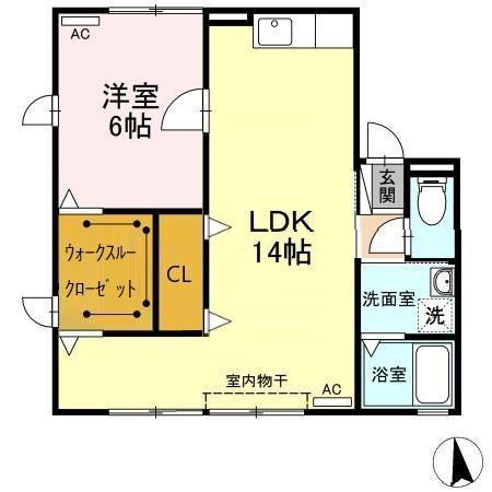 コンフォール(1LDK/1階)の間取り写真