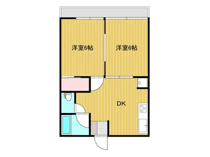 ピープル荻川(2DK/2階)の間取り写真