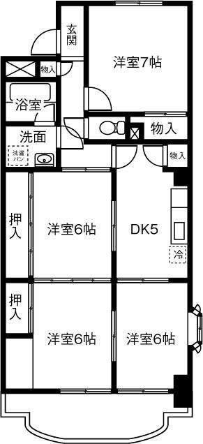 ロイヤルパレス北園(4DK/6階)の間取り写真