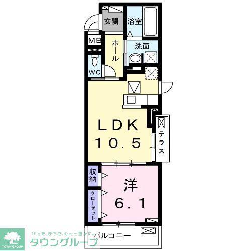 クオーレD(1LDK/1階)の間取り写真