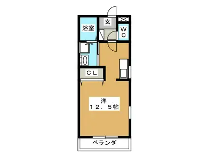 ブルーメンシュトラォス(ワンルーム/2階)の間取り写真