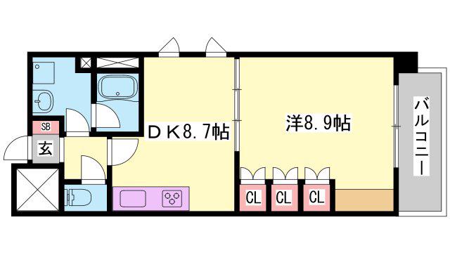 サクラメント駅南大路(1DK/4階)の間取り写真