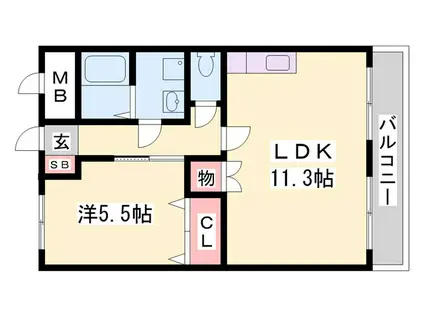 グラッチェI番館(1LDK/2階)の間取り写真