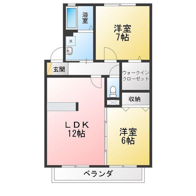 メルベーユK(2LDK/1階)の間取り写真