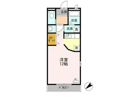 ガーデンコート ラ・フェスタ II(ワンルーム/2階)の間取り写真