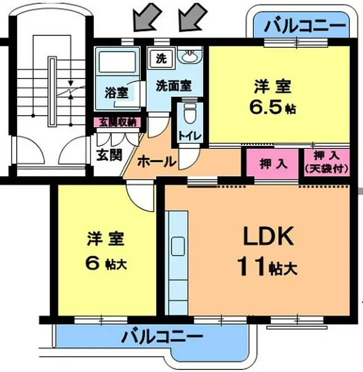 内野西団地 4階階 間取り