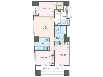 ドゥーエ横浜駅前(3LDK/9階)の間取り写真