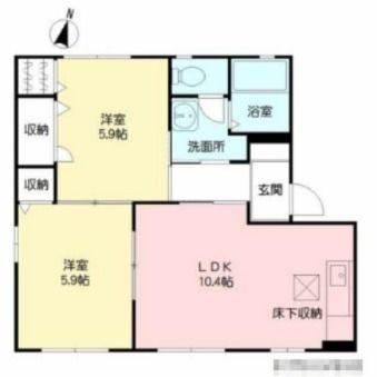 スペリオールF棟(2LDK/1階)の間取り写真