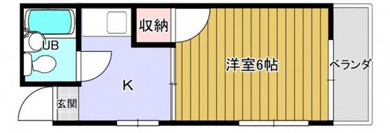 ホワイトハイム(1K/2階)の間取り写真