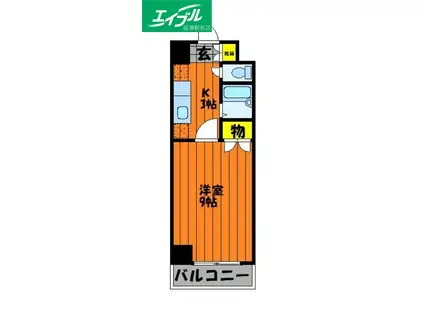 グリーンライフ倉敷(1K/2階)の間取り写真