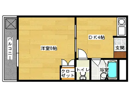 ハイツ矢賀新町II(1K/3階)の間取り写真