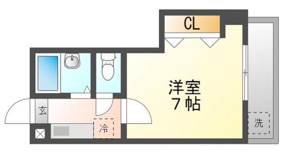 ポート21(1K/2階)の間取り写真