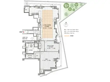 プレステージレジデンス白金長者丸(2SLDK/1階)の間取り写真