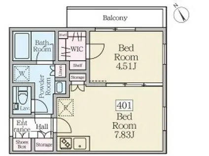 REVERESIDENCE三軒茶屋 レーヴレジデンス三軒茶屋(1LDK/4階)の間取り写真