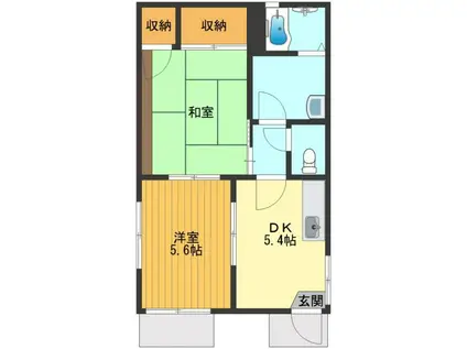 ツインハイムB(2DK/1階)の間取り写真