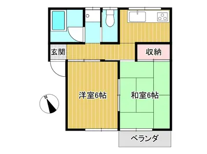 サンテラス東部(2K/2階)の間取り写真