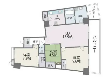 アイランドシティインフィニガーデン イースト棟(3LDK/13階)の間取り写真