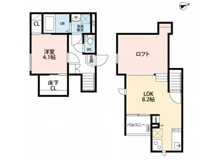 CHERIM試験場前I(1LDK/2階)の間取り写真