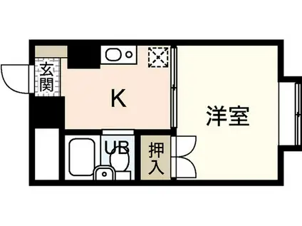 プロヴァンス宇品(1K/2階)の間取り写真