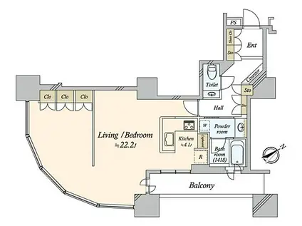 東京ツインパークスライトウイング(ワンルーム/9階)の間取り写真