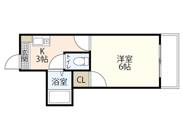 ロイヤルメゾン古江(1K/3階)の間取り写真
