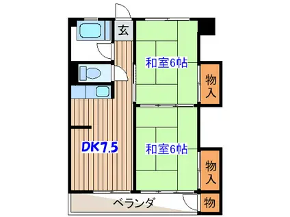 第一瑞光マンション(2DK/2階)の間取り写真
