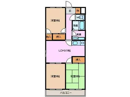 ファミール西浜田(3LDK/1階)の間取り写真